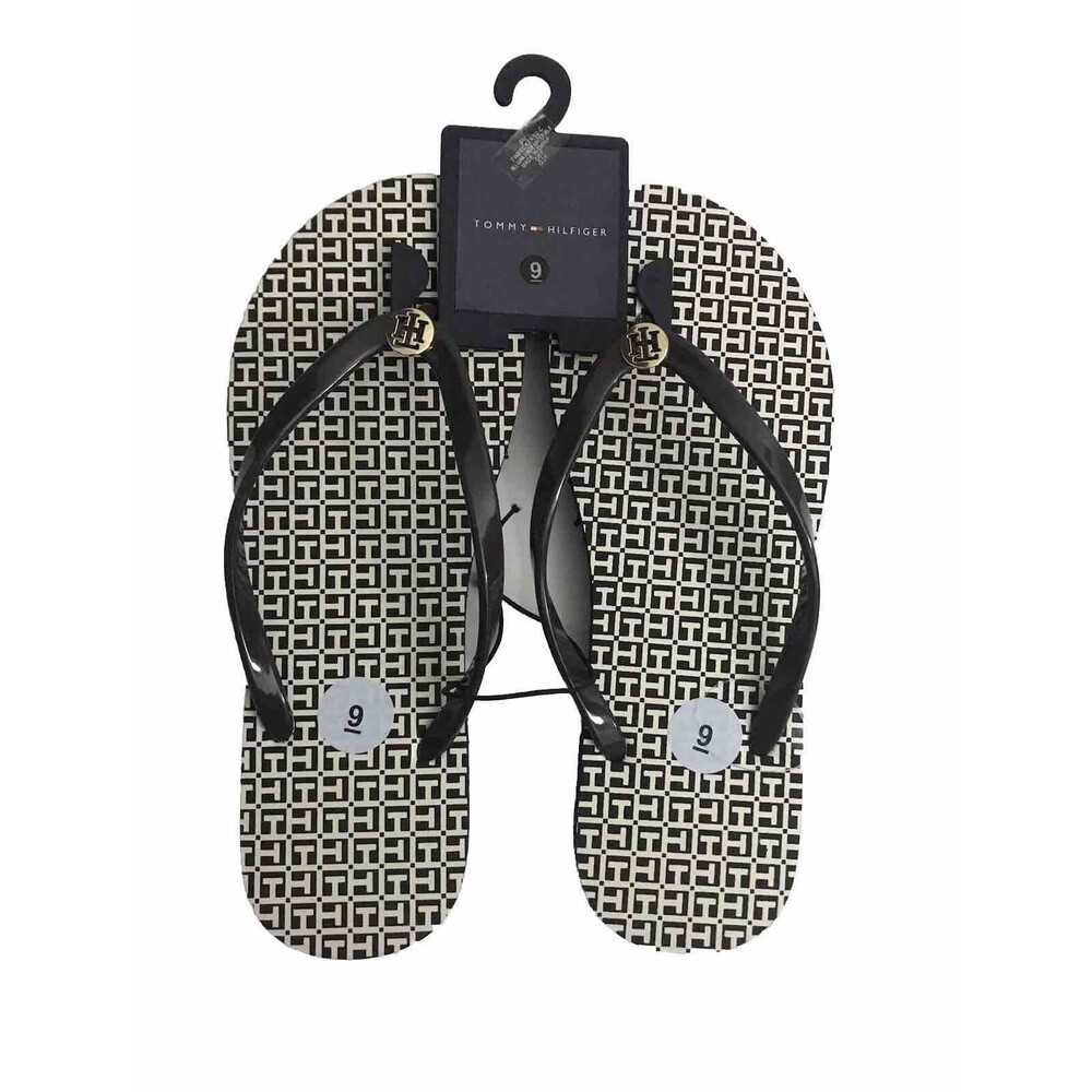 Tommy Hilfiger Women’s Flip Flop Sandals Size 9 Brown Cream Color